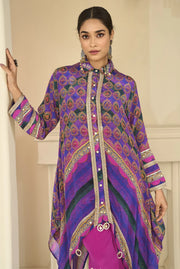 Premium purple Crepe Silk Pant Style Suit