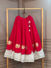 Rani Pink & Ivory Festive Cotton Lehenga