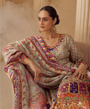 Classic Mint Green Multicolor Readymade  mirror Work Crepe Silk Sharara Suit