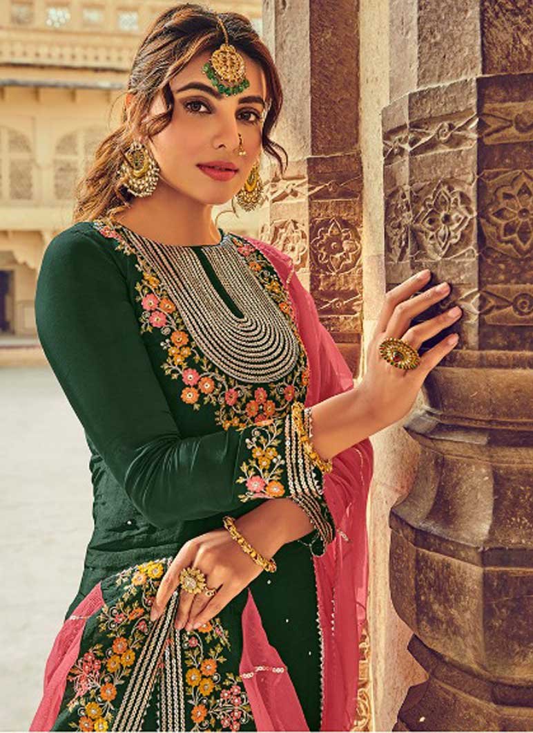 pink dupatta with green suit