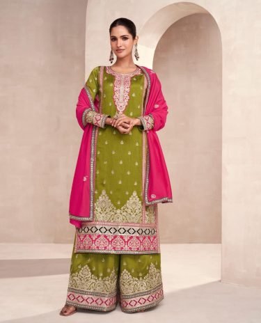 Green Color Premium Silk Suit