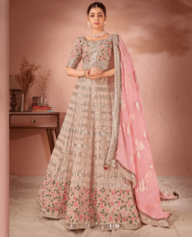 Beige Color Premium Georgette Lehenga