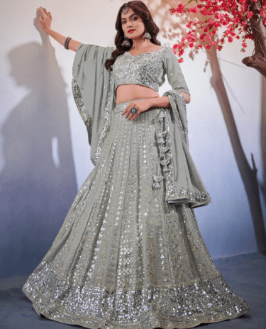 Light Grey Color Premium Georgette Lehenga