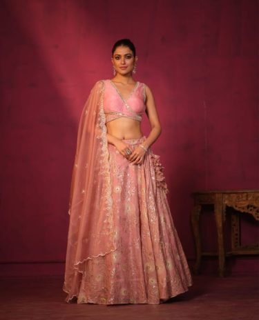 Pink Floral Printed Lehanga