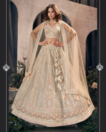 Beige wedding wear Heavy Designer Lehenga