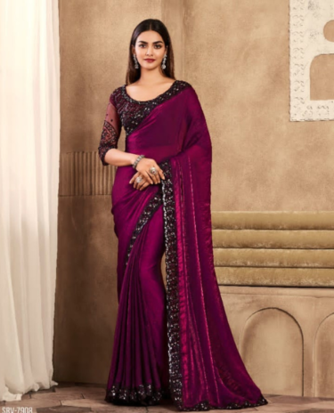 Cheery  Coloured Silk Partywear Saree