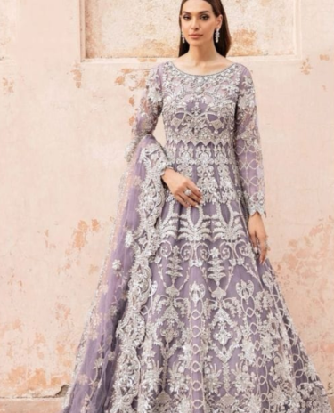 Purple Bridal Anarkali Diamond Gown