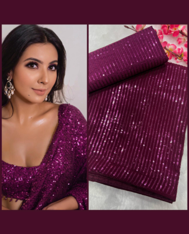 Magenta Heavy Georgette Sequence Embroidery Work Saree