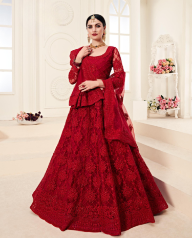Royal Red Designer Heavy Embroidery Lehenga