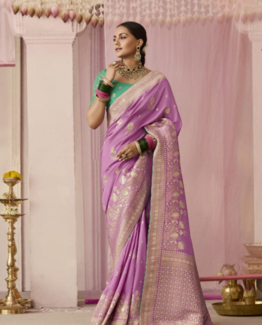 Pink Color Designer Viscose Saree Set