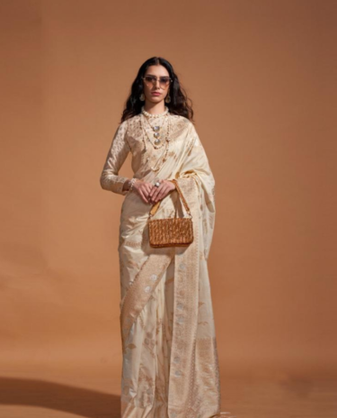 Off white colour georgette Heavy Blouse  Saree