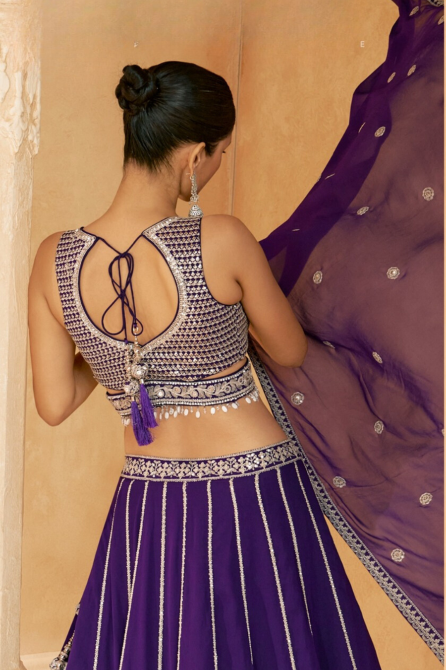 Purple Colour Embroidered Sequin Lehenga Set