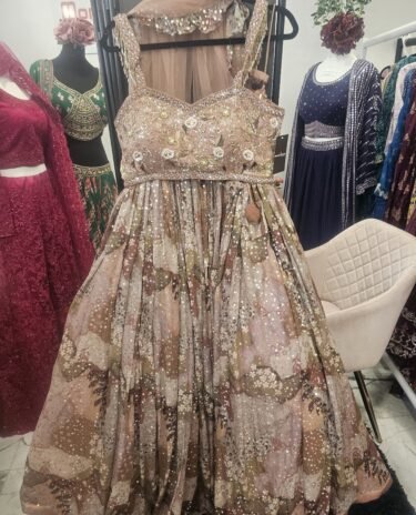 light Brown Colour Georgette Heavy Work Designer Lehanga