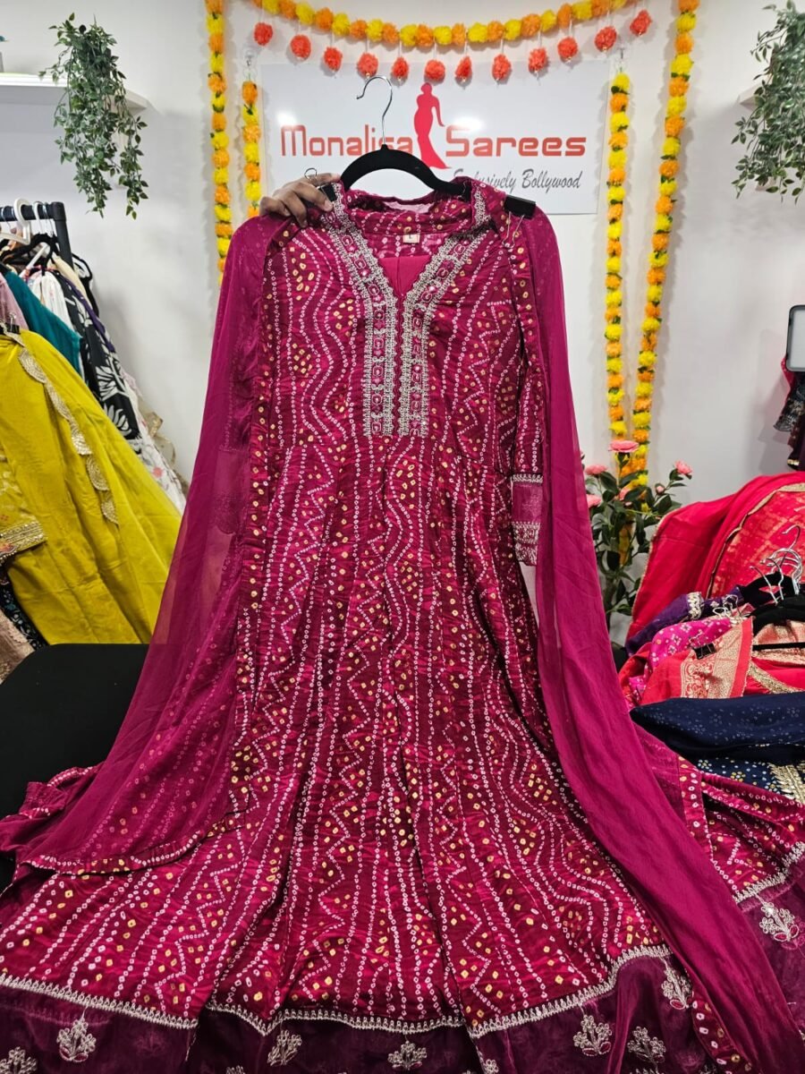 Red colour Embroidered Sequins Kurta with Dupatta