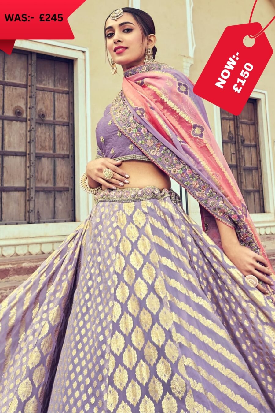 Lavendar color embroideredSilk Lehenga choli Set Fully stitched