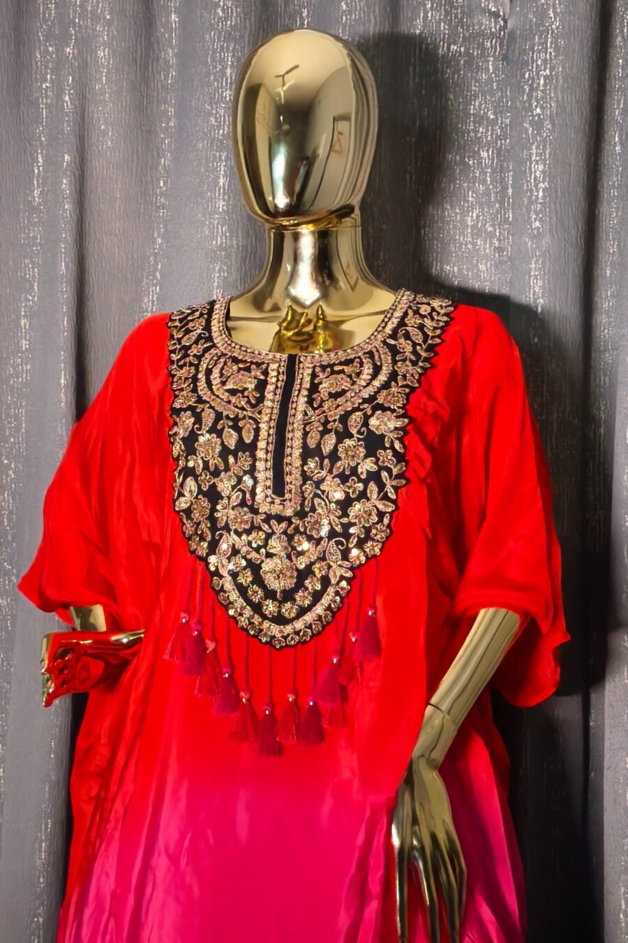 Ombre Orange Kaftan Set with Afghani Pants