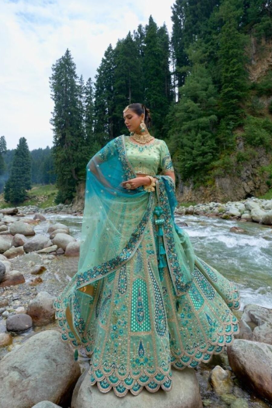 Sea Green Multi Embroidery Wedding Lehenga Choli