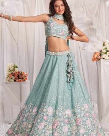 Light Blue Sequins with heavy Sequins embroidery Lehenga choli set