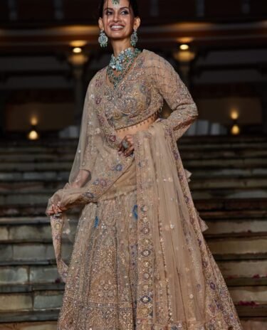 Golden Colour Embroidered  Golden Sequins work lehenga set