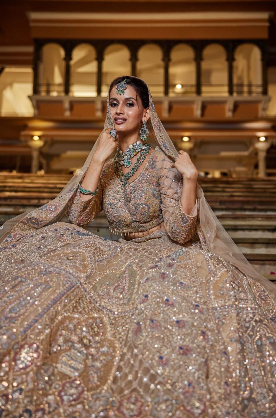 Golden Colour Embroidered  Golden Sequins work lehenga set