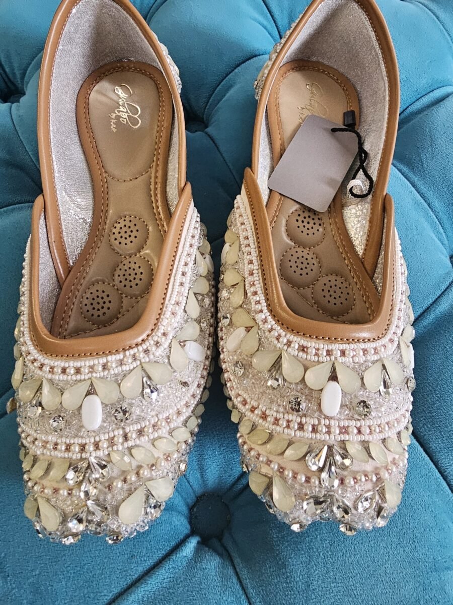 Premium White Colour  Beaded Embellished jutti