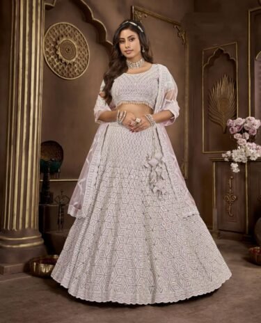 Off White Premium Georgett with Handwork Lehenga Choli