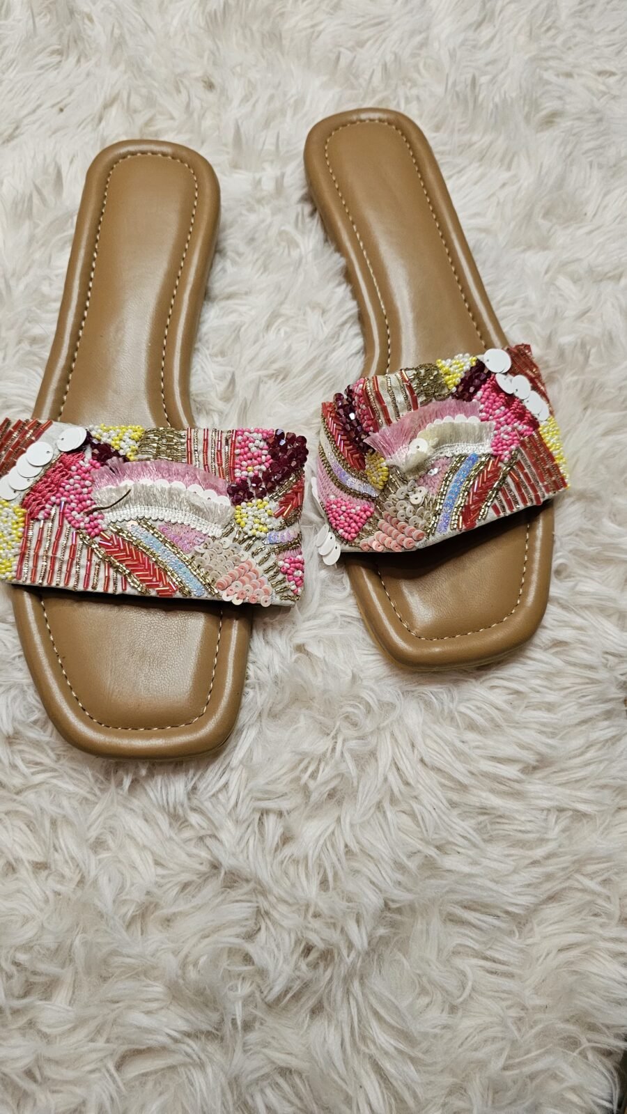 Multi Color Embroidery Flat Slippers