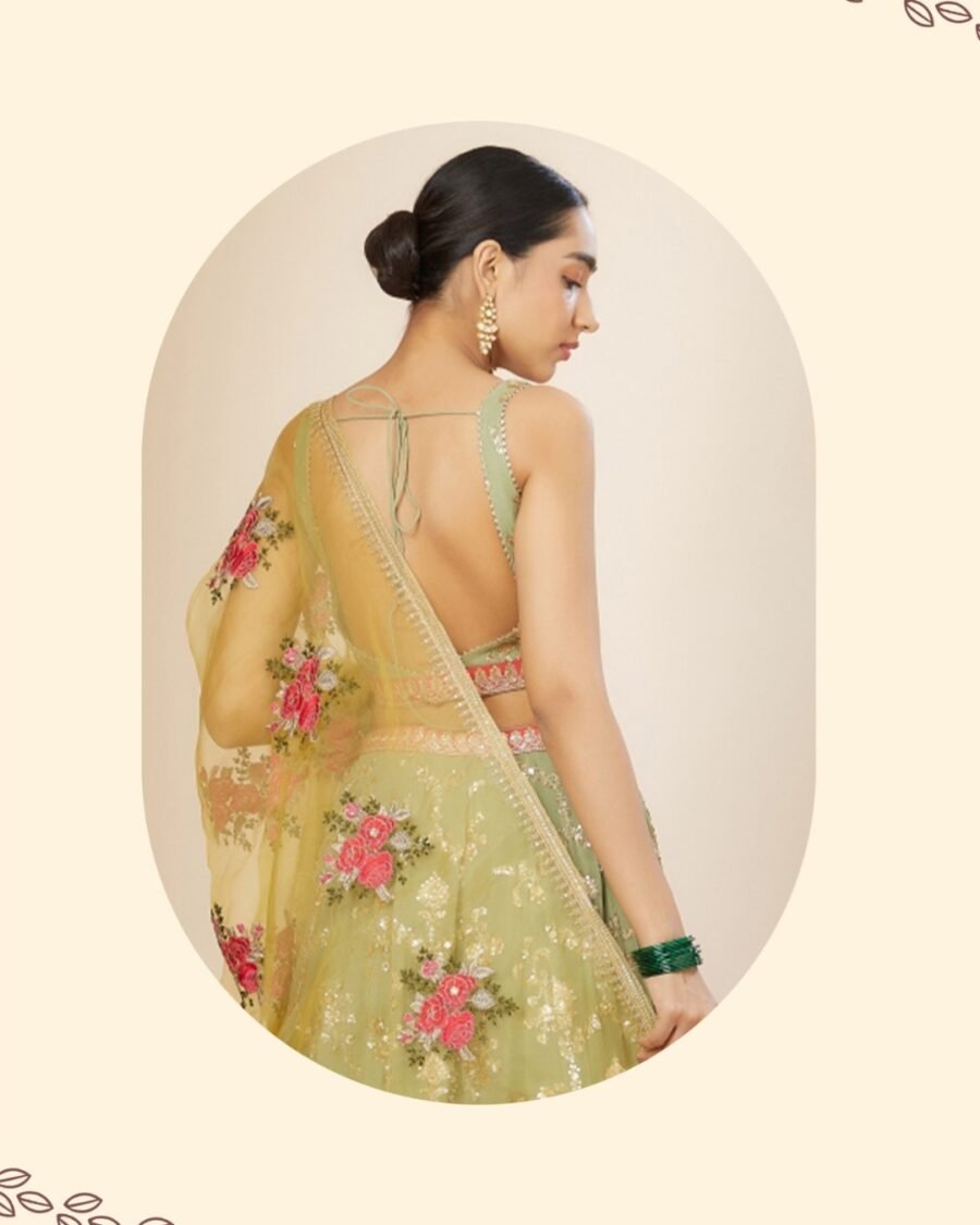 Light Green & Yellow  Summer Festive & wedding Style Embroidered Lehenga Choli