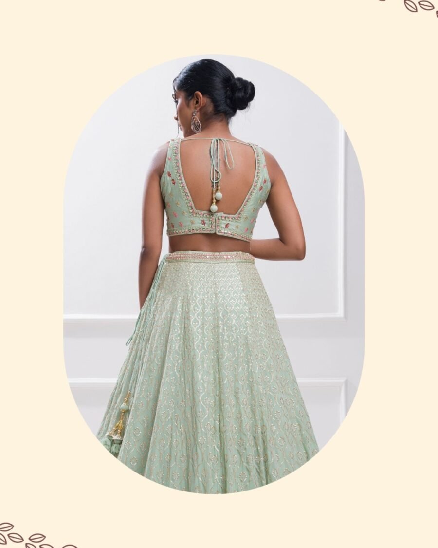 Pista Green Summer Festive & wedding Style Embroidered Lehenga Choli