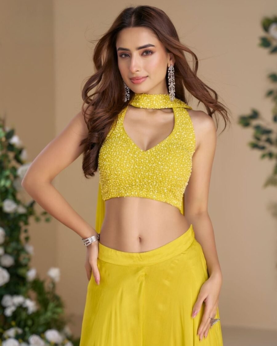 Yellow Real Gerogette Chinon Digital Print  Plazzo & Dupatta