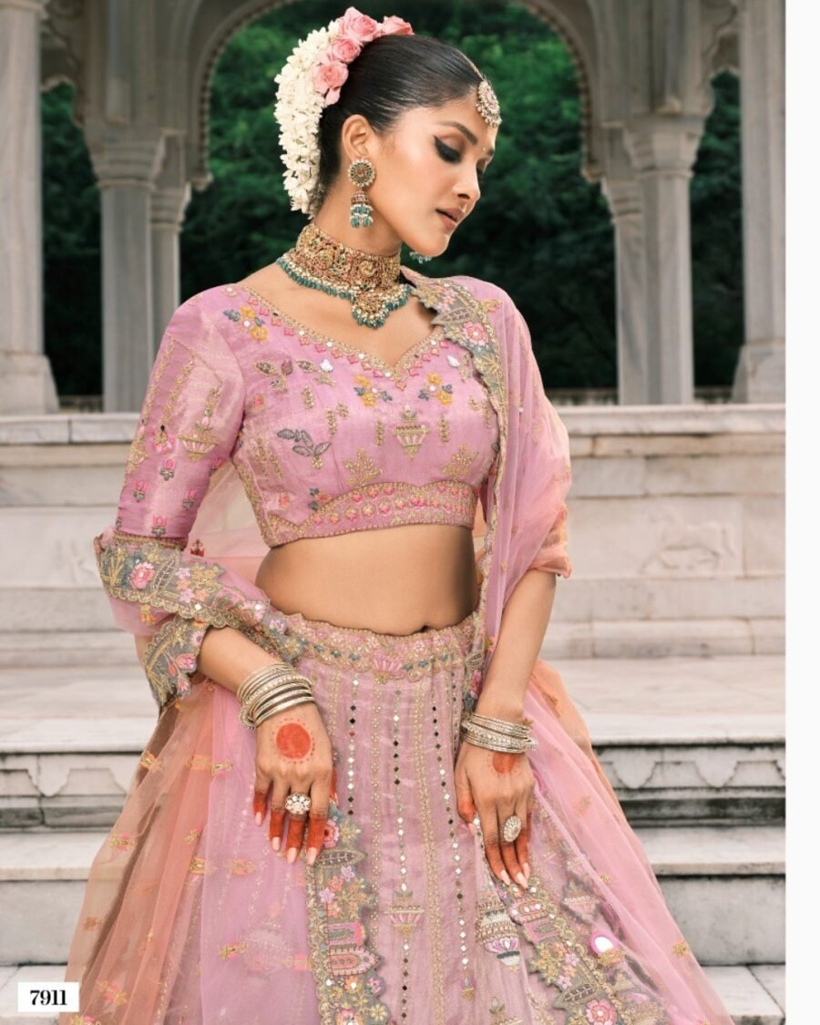 Lavender Glow Embroidered Bridal Lehenga Embroidered Bridal Lehenga thread work lehenga set