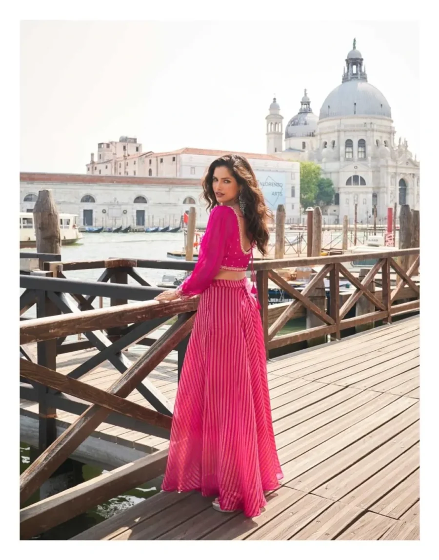Hot Pink Colour PURE VISCOS JACQUARD SILK PREMIUM REAL SILK JACQUARD SILK PLAZZO WITH NET DUPATTA