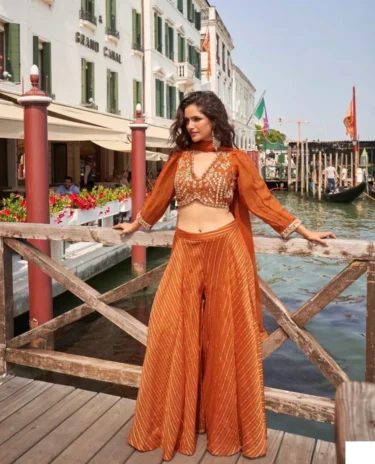 Mustard Colour PURE VISCOS JACQUARD SILK PREMIUM REAL SILK JACQUARD SILK PLAZZO WITH NET DUPATTA